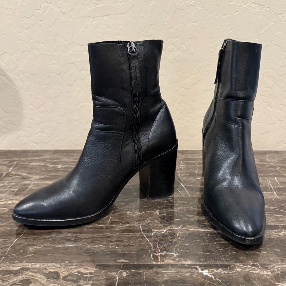 Topshop Black Leather Heeled Ankle Boots - Picture 12 of 12
